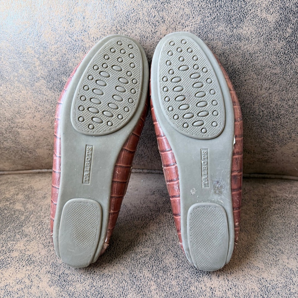 CTalbots Brown Croc Embossed Leather Driving Loafers Classic Womens 8M - Picture 6 of 7